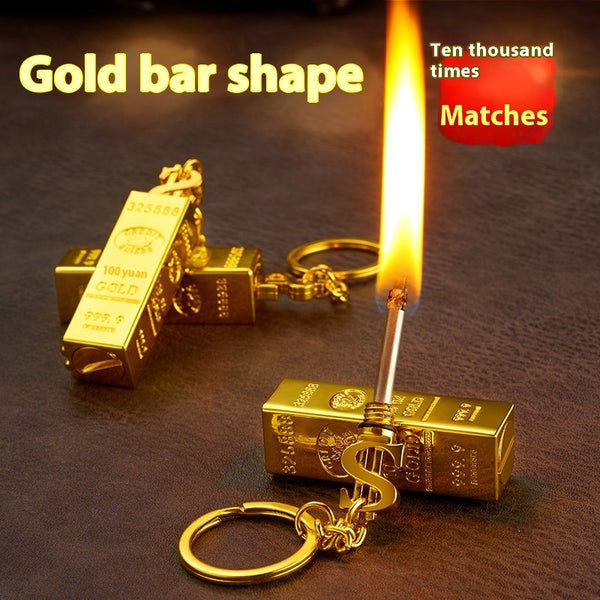 Personality Gold Bar Small Match All Metal Multi-functional Keychain