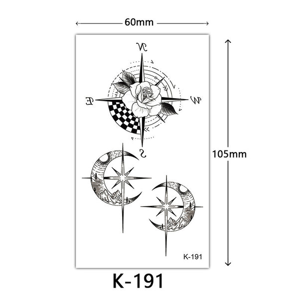 Tattoo Stickers English Letters Flowers Butterfly Sketch Lines Waterproof Tattoo