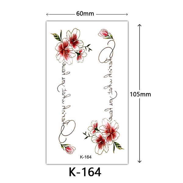 Tattoo Stickers English Letters Flowers Butterfly Sketch Lines Waterproof Tattoo