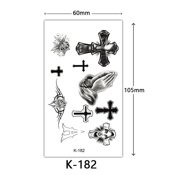 Tattoo Stickers English Letters Flowers Butterfly Sketch Lines Waterproof Tattoo