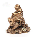 Copper Maitreya Buddha Ornament Sitting On A Golden Toad